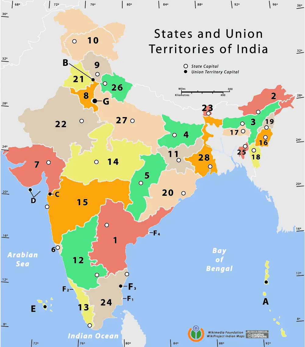 States And Union Territories Of India Png Mapsof Net