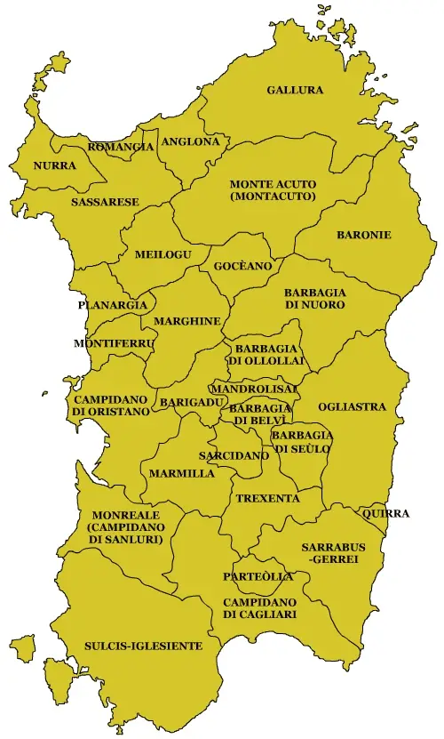 Subregions Map of Sardinia