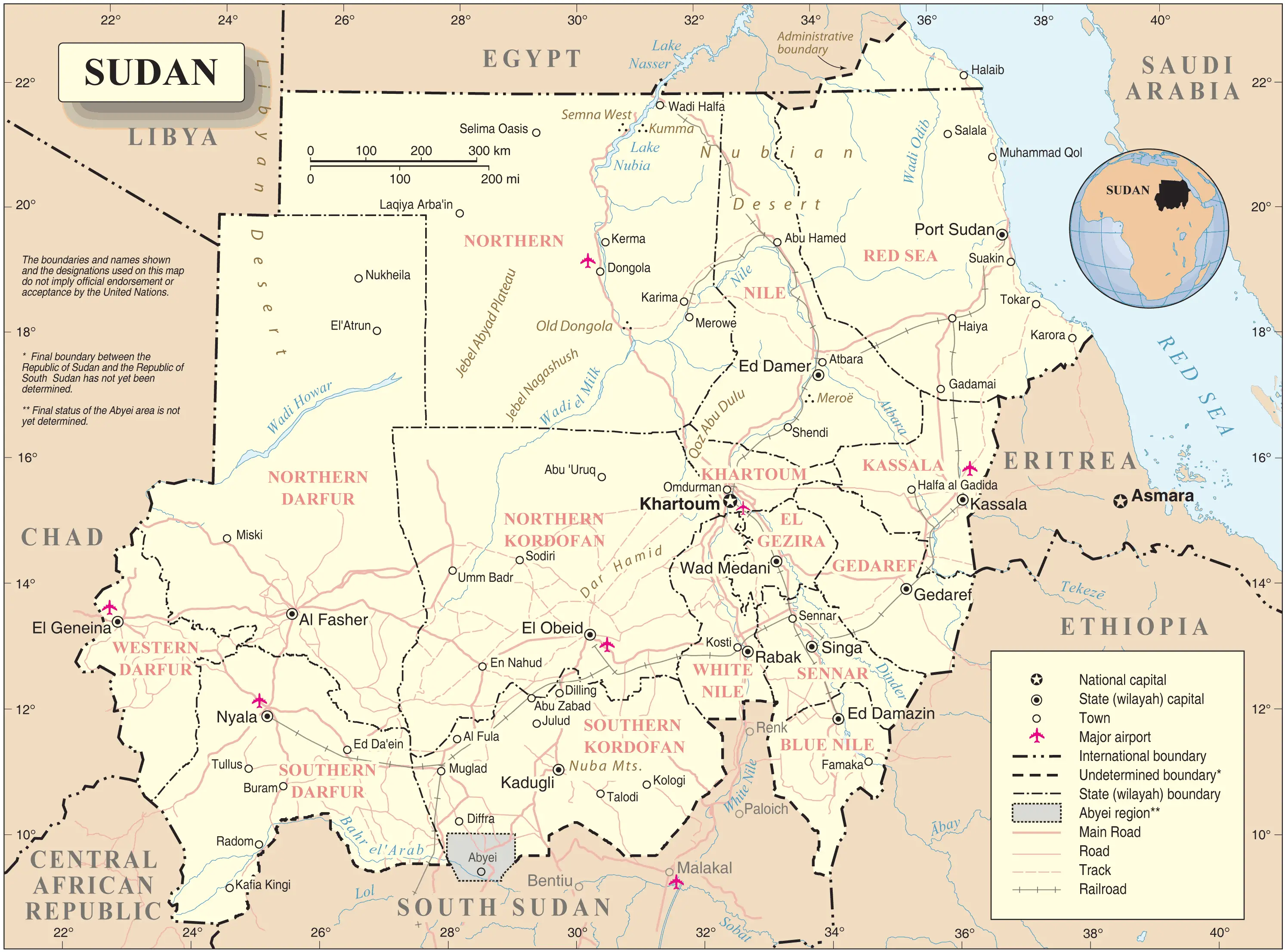 Sudan Map 2012