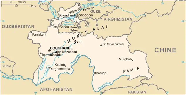 Tadjikistan Carte
