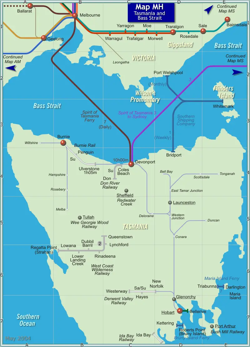 Tasmania Bass Strait Map