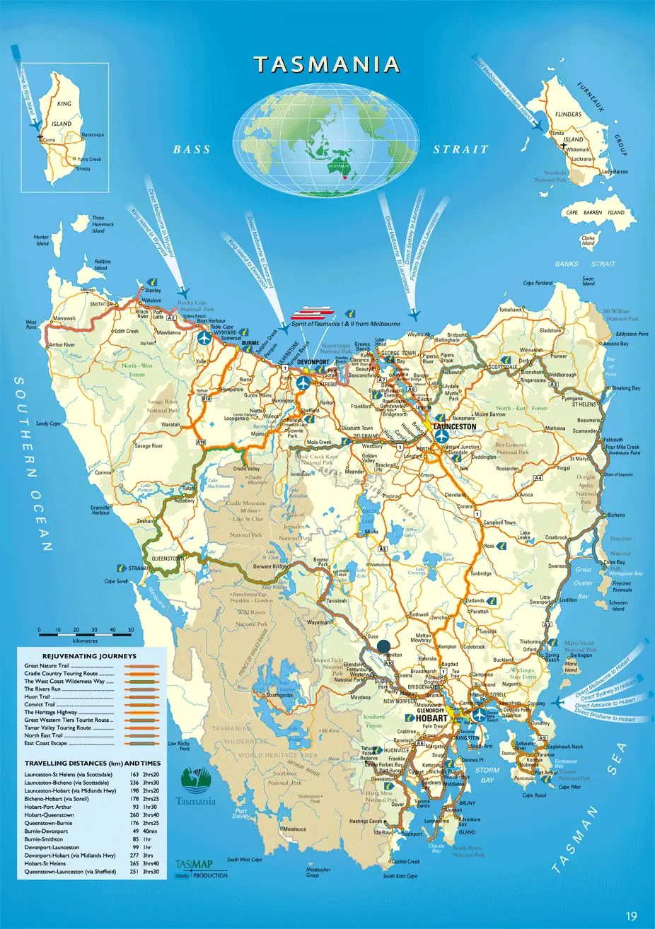 Detailed Map Of Tasmania Printable