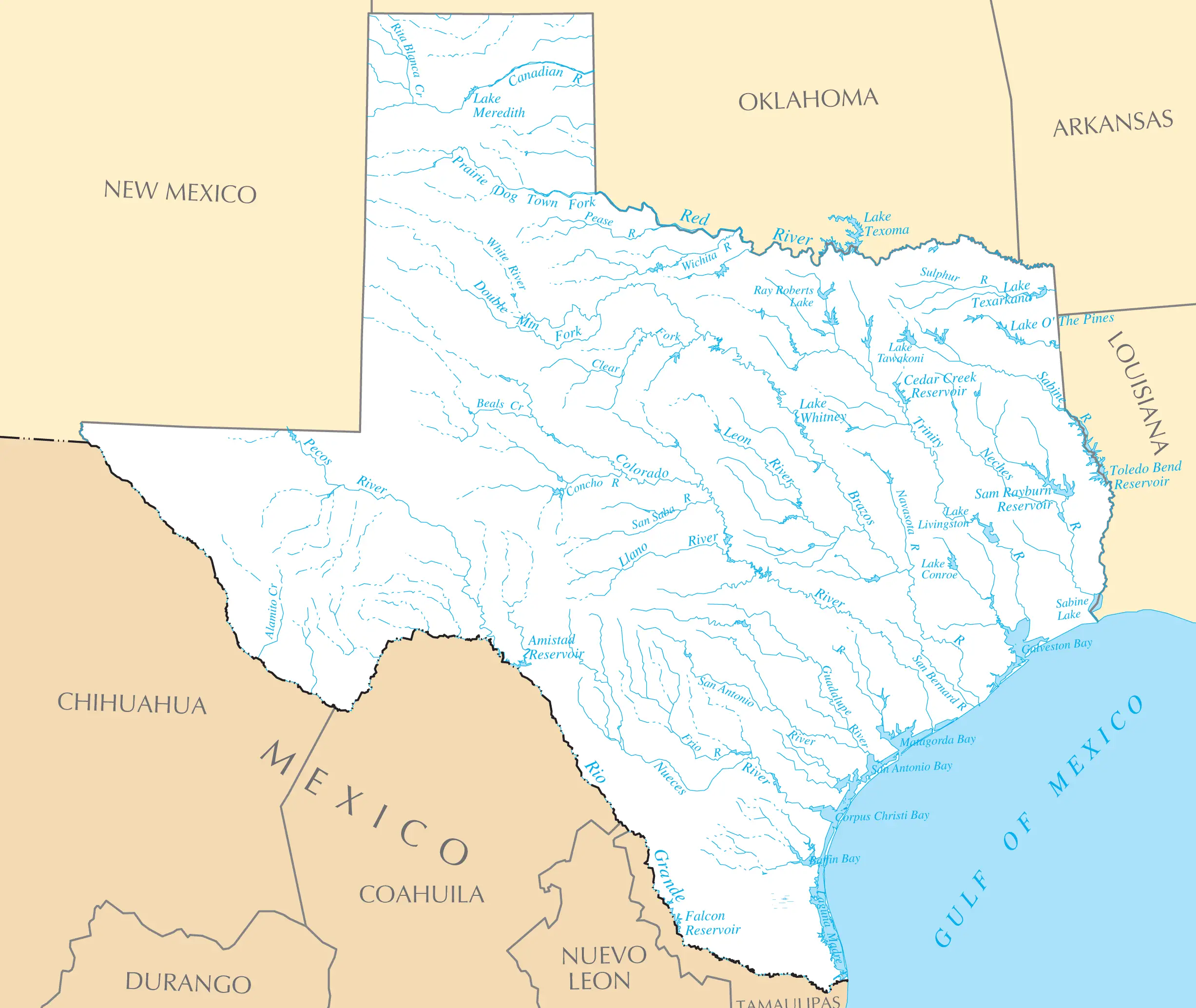 Texas Rivers And Lakes