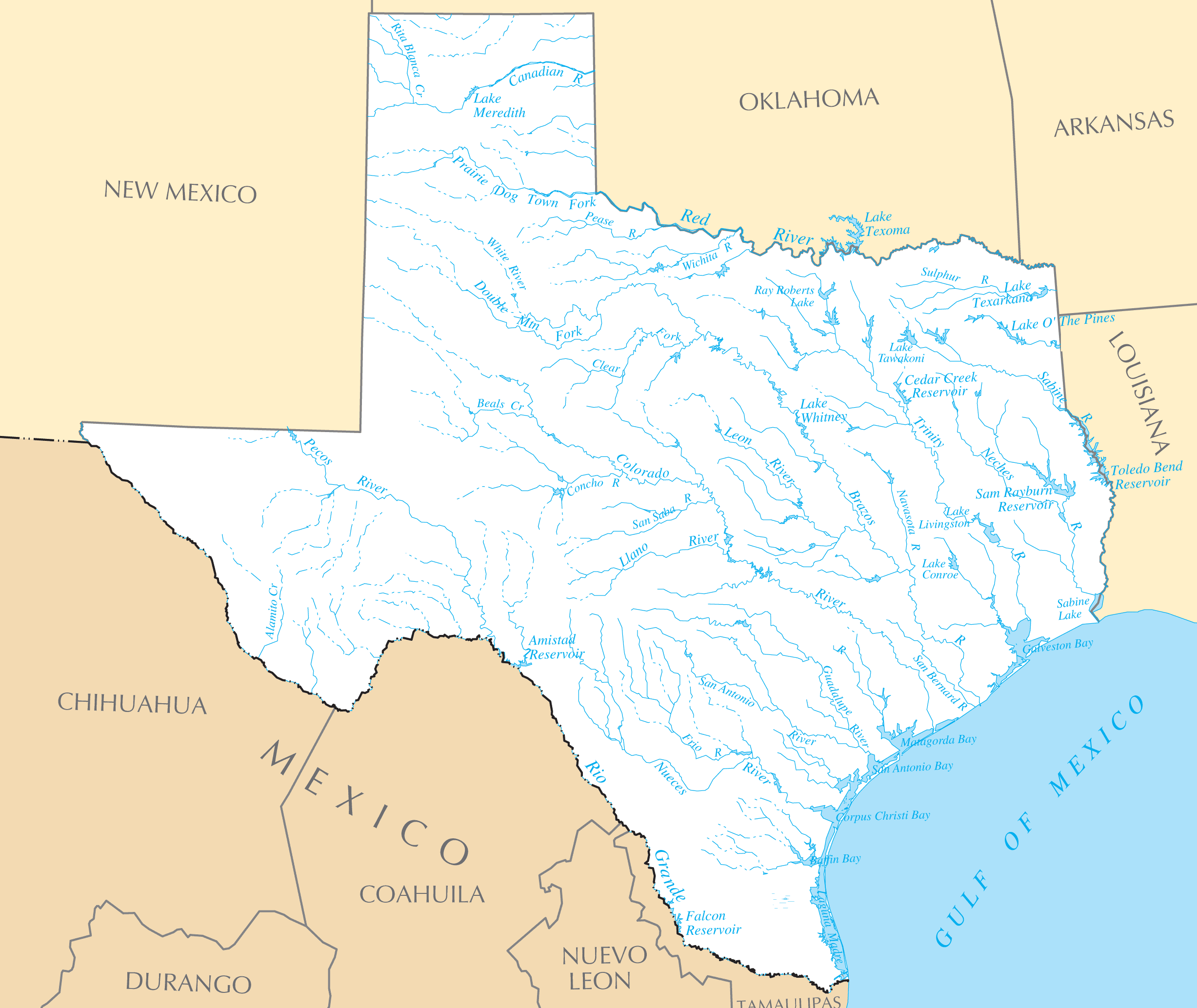 Texas Rivers And Lakes