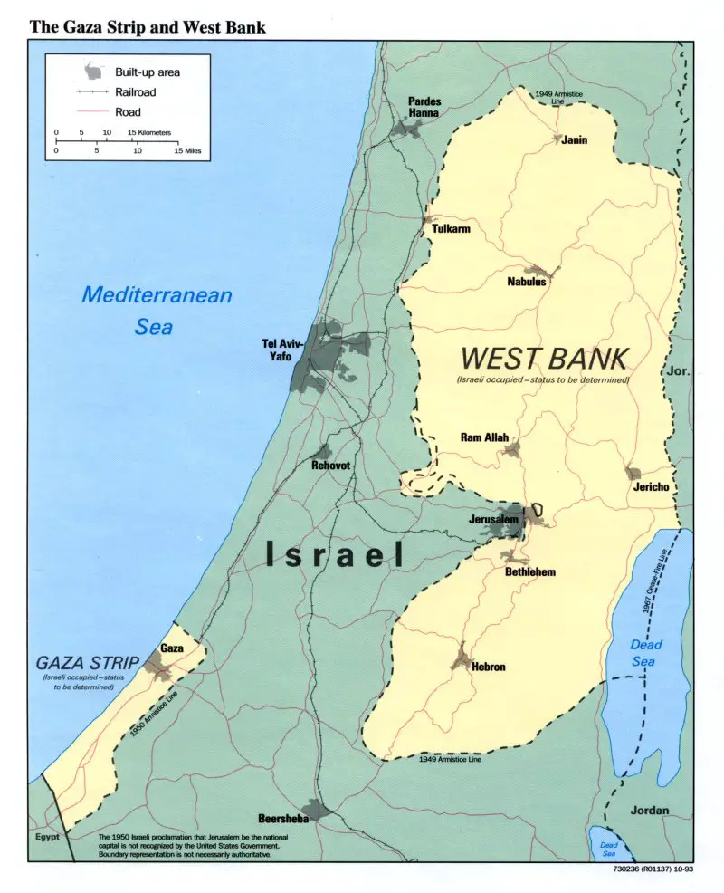 The Gaza Strip And West Bank Map