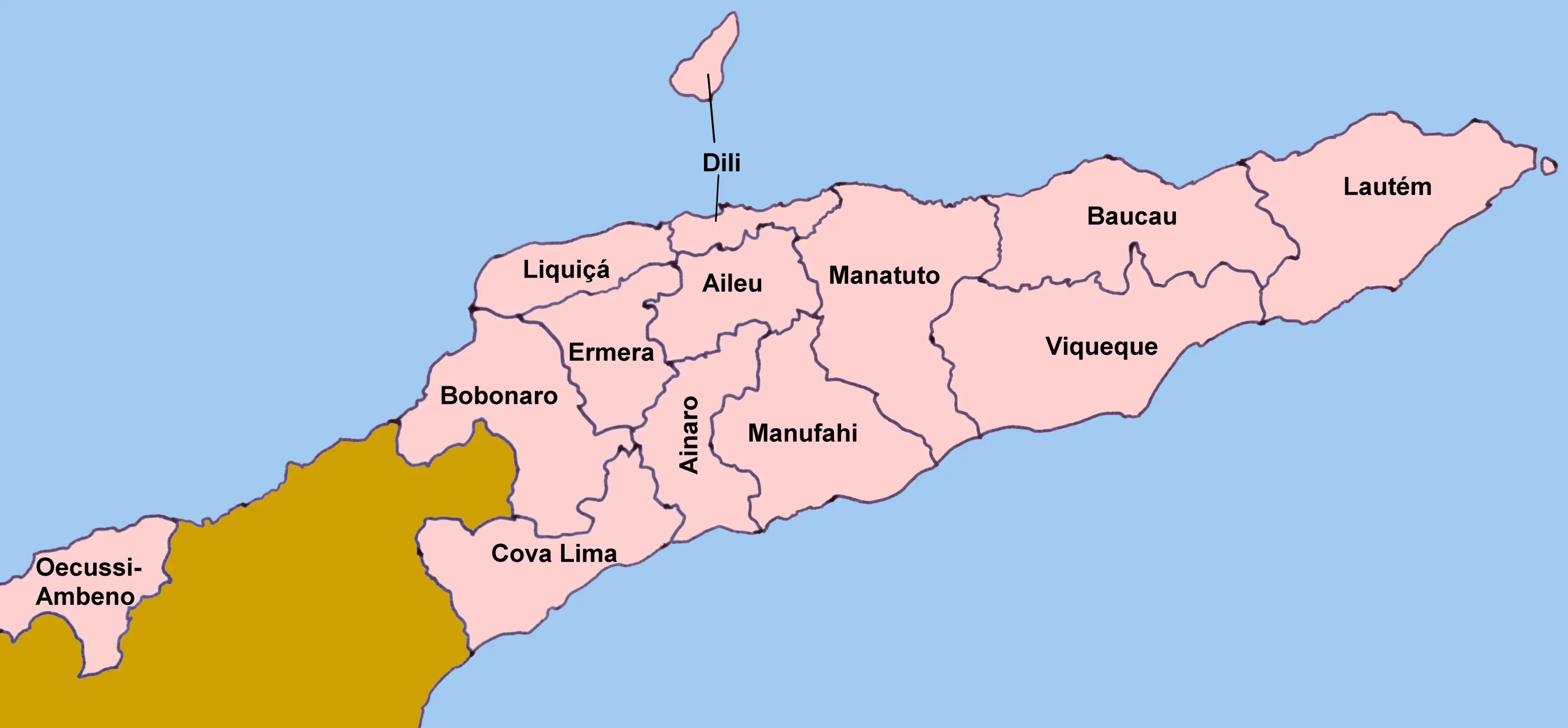 Timor Leste Districts Map