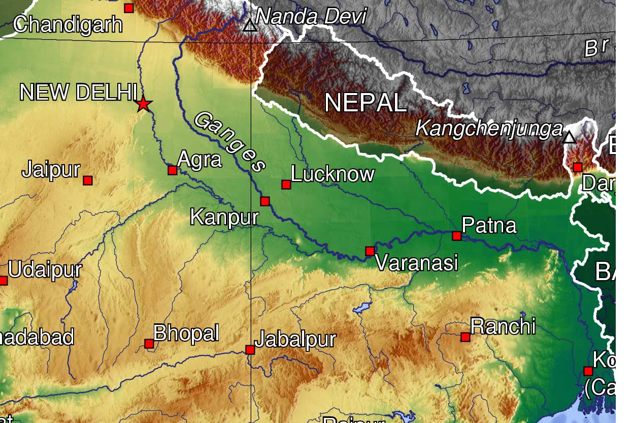 Topographic Map Uttar Pradesh