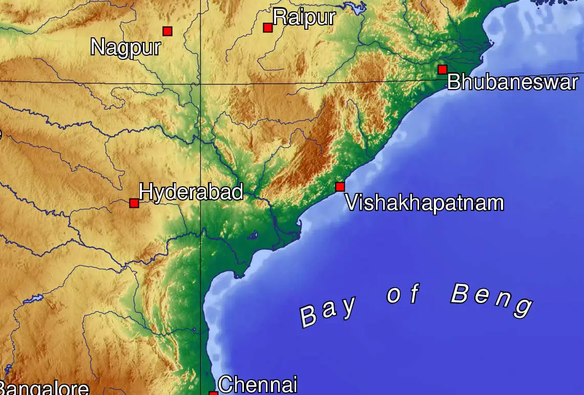 Topographic Map of Andhra Pradesh