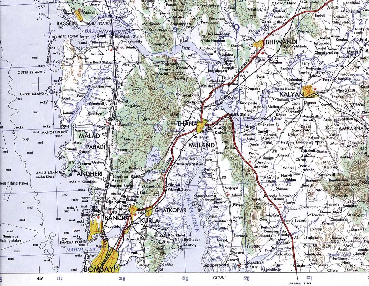 Topographic Map of Mumbai