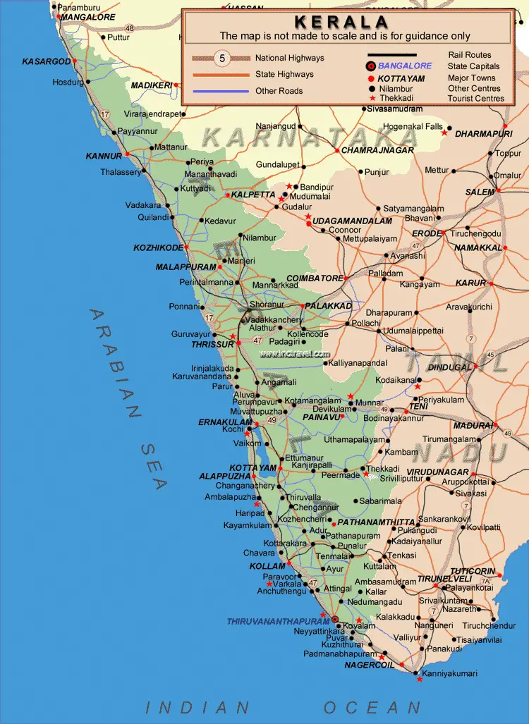 Transport Map Of Kerala Mapsof Net