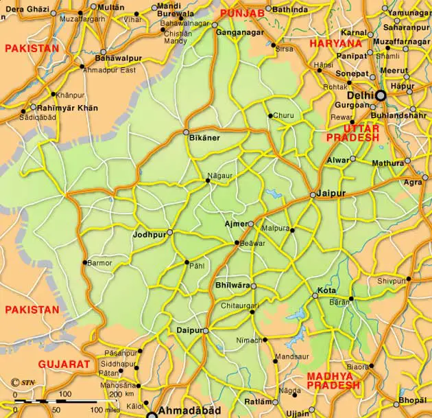Transport Map of Rajasthan