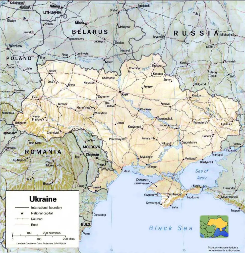 Ukraine Relief Map - MapSof.net