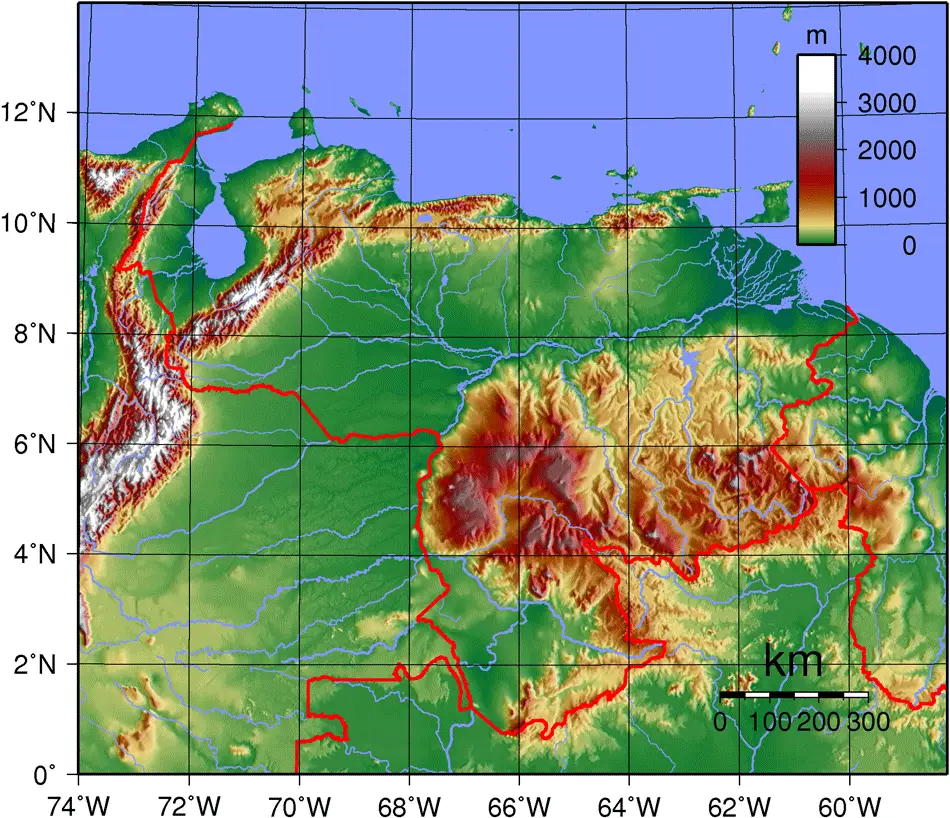 Venezuela Topography Mapsofnet