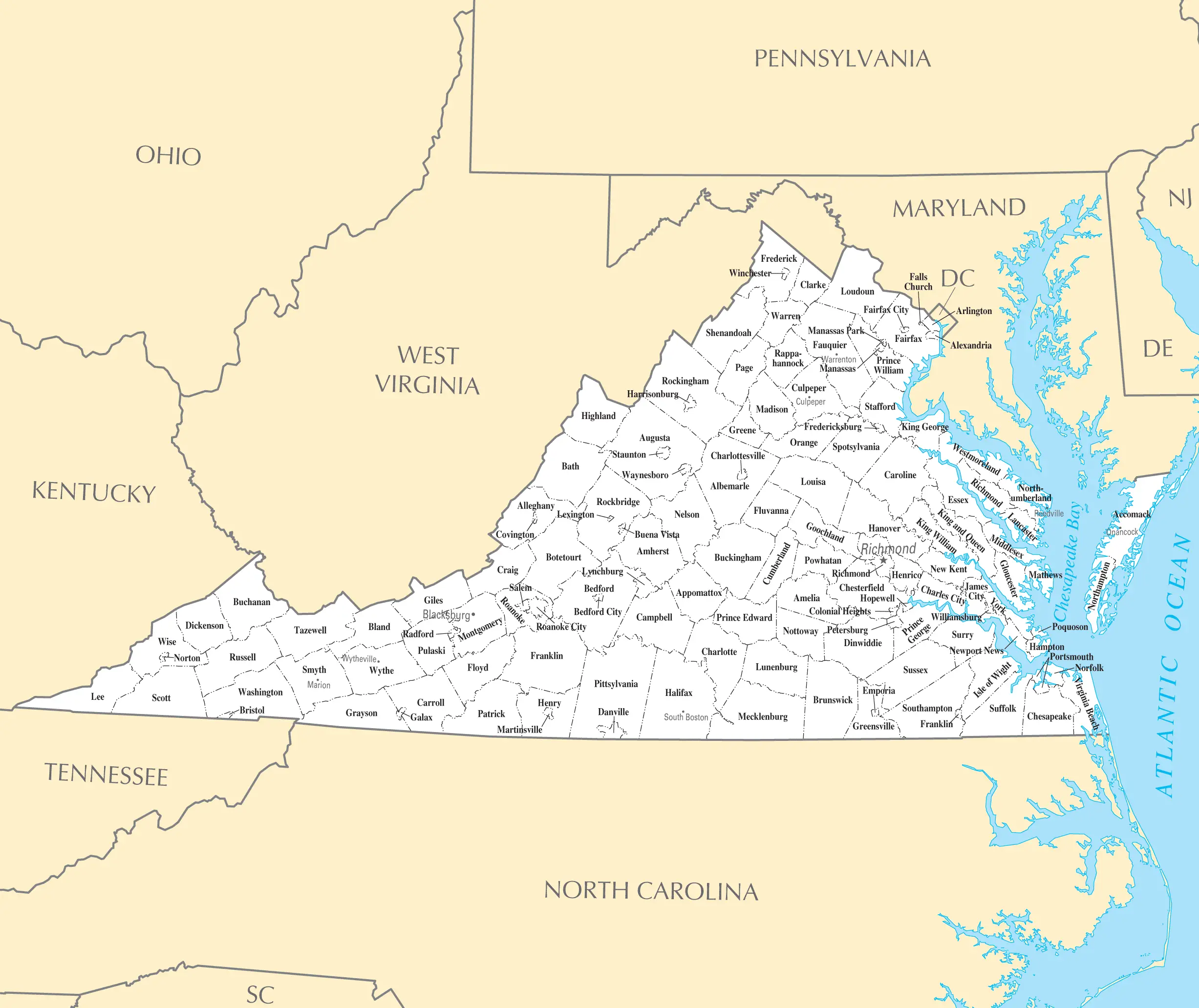 Virginia Cities And Towns