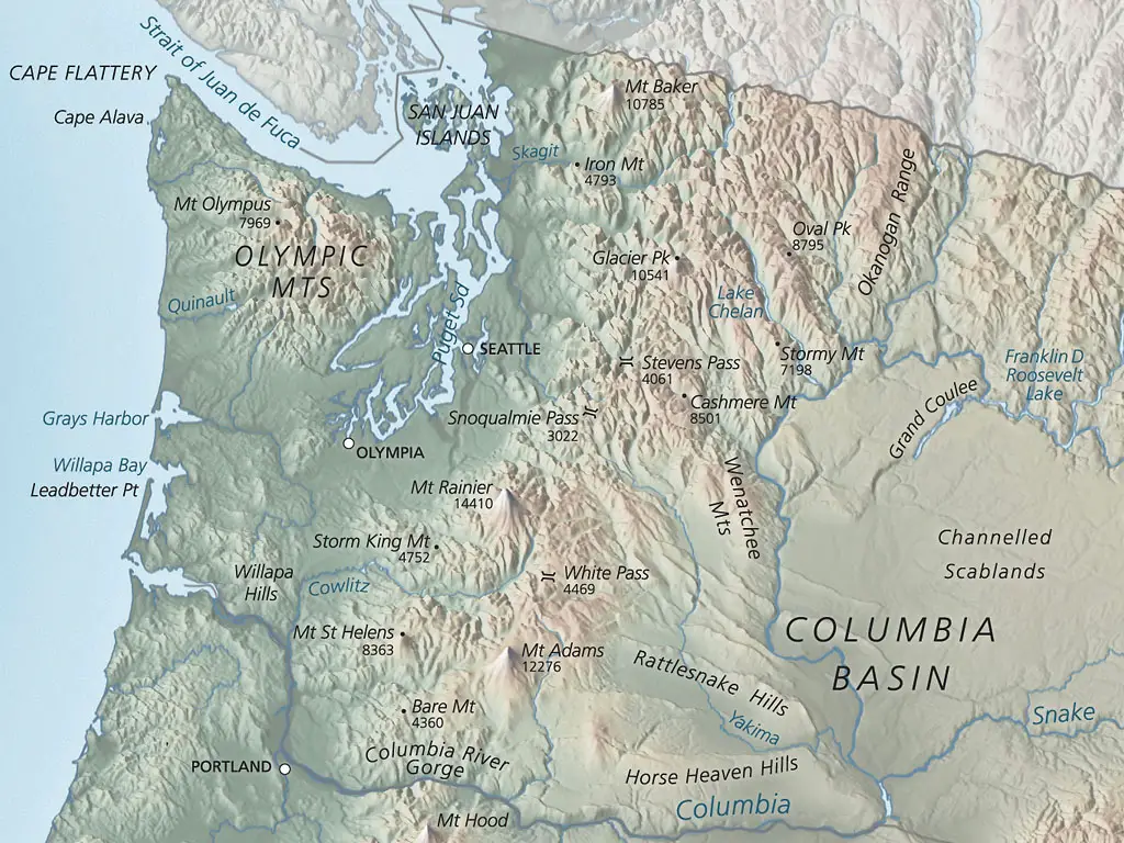 Washington Physical Map