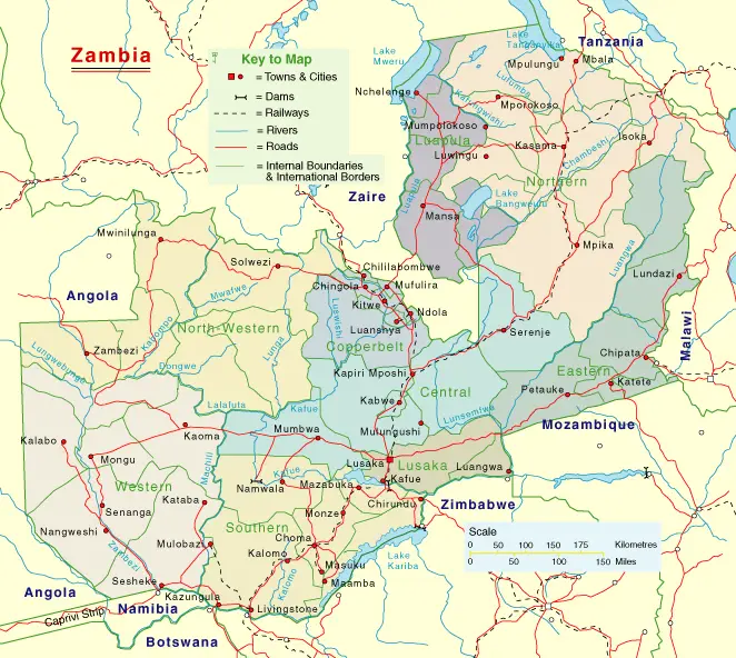Zambia Detailed Map