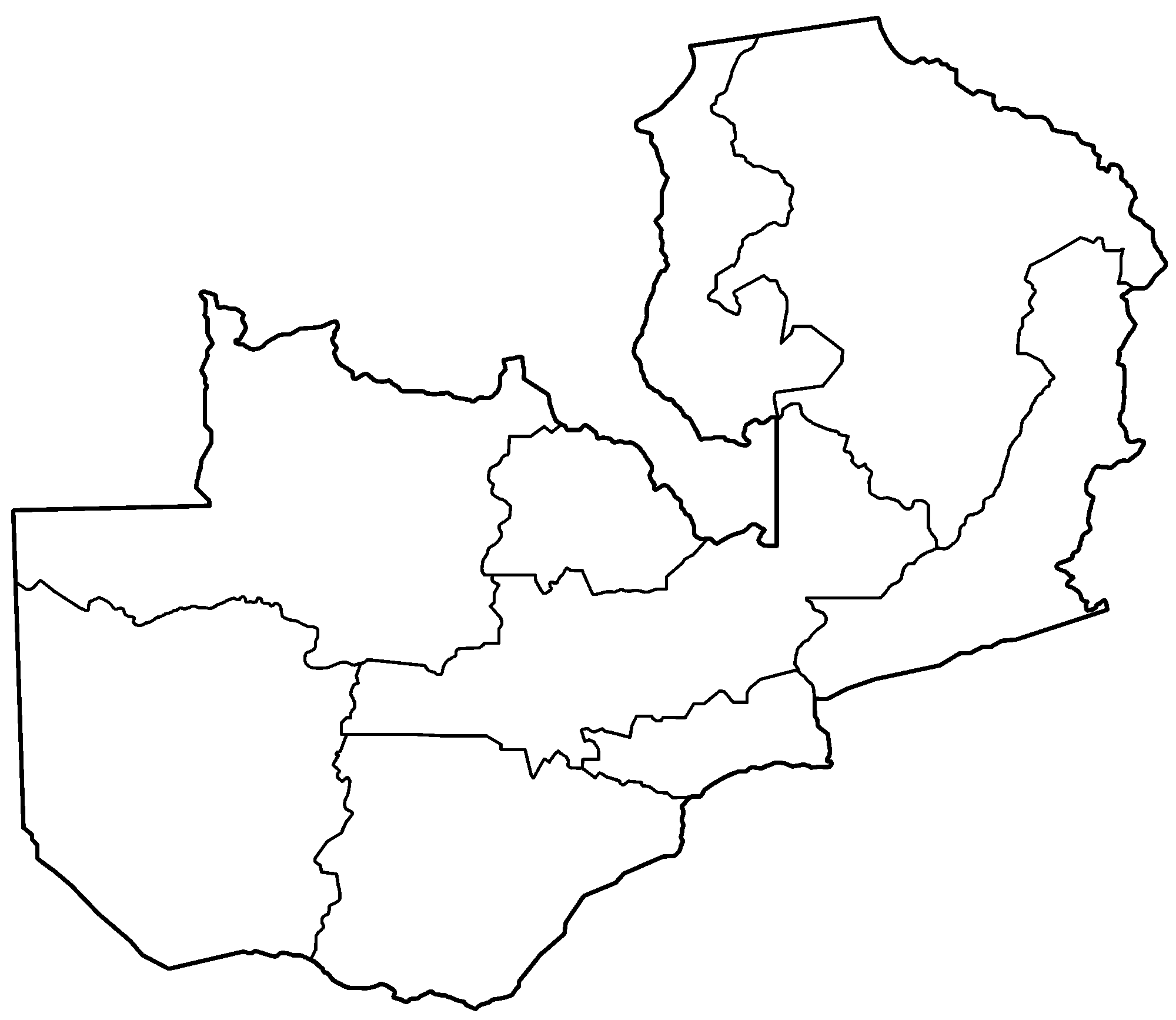 Zambia Provinces Blank