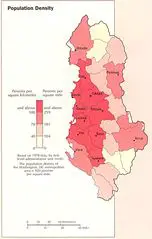 Albania Map Population Density 1990