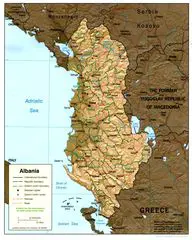 Albania Shading Relif Map