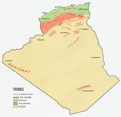 Algeria Map Tribes 1971