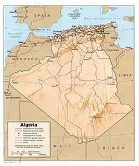 Algeria Shading Relief Map 1979