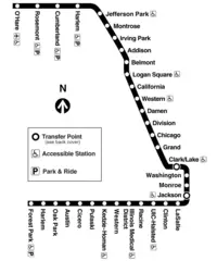 Chicago Blue Line Map (train)