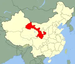 China Gansu Location Map