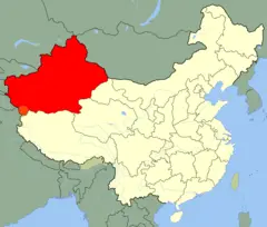 China Xinjiang Location Map