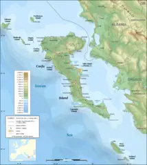 Corfu Topographic Map