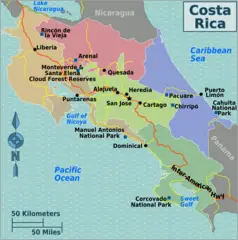 Costa Rica Regions Map