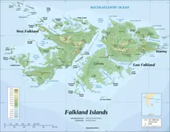 Falkland Islands Topographic Map