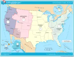 Map of Time Zones Usa