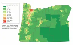 Oregon Population Map 2000