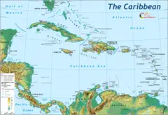 Physical Map of the Carribbean