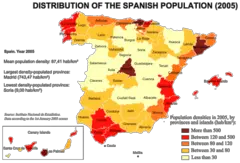 Population Densities In Spain 2005