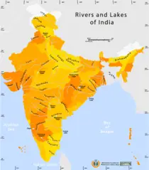 Rivers And Lakes Map of India