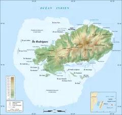Rodrigues Island Topographic Map French
