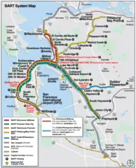 San Francisco Bart System Map (railway)