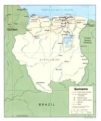 Suriname Political Map 1991