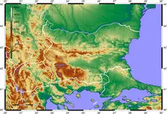Topographic Map of Bulgaria
