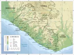 Topographic Map of Liberia