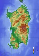 Topographic Map of Sardinia