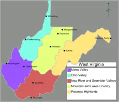West Virginia Regions Map