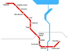 Adana Metro Map