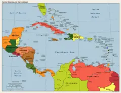 America Caribbean Political Map 1