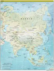 Asia Continent Physical Map