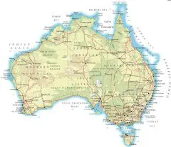 Australia With Roads And Cities