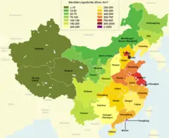 Bevoelkerungsdichte Chinesischer Provinzen