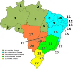 Brasilie Kaart Met Streke