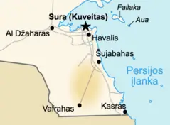 Burgan Field  Map of Kuwait (lithuanian)